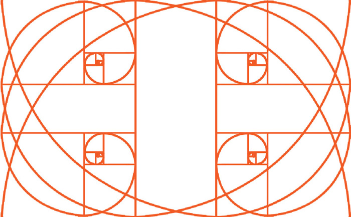 the golden ratio grid used in different way in a landscape orientation