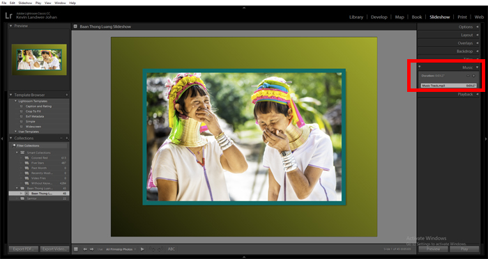 a screenshot showing how to create a Lightroom slideshow