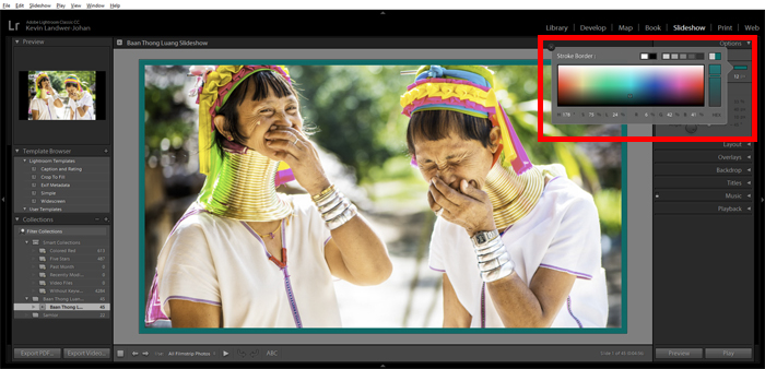 a screenshot showing how to create a Lightroom slideshow