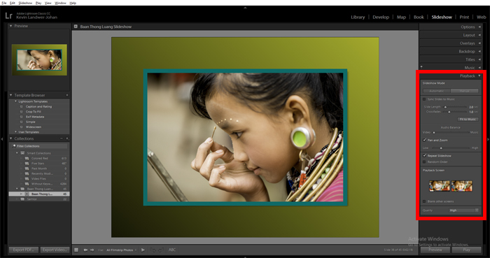 a screenshot showing how to create a Lightroom slideshow