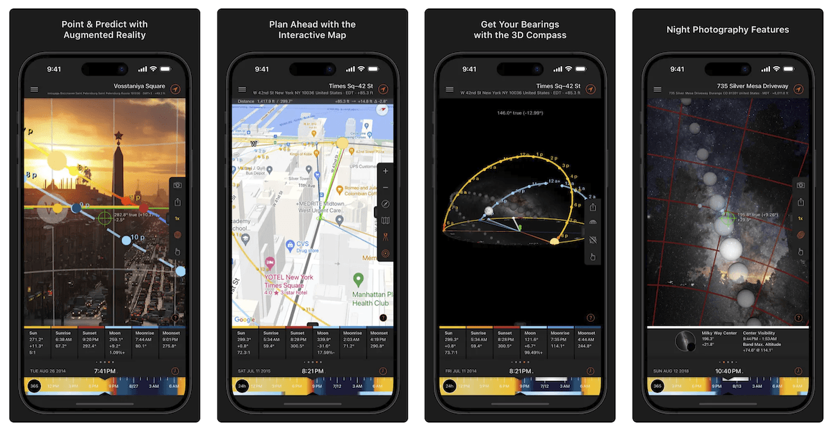 Screenshot of one of the best milky way apps, Sun Surveyor