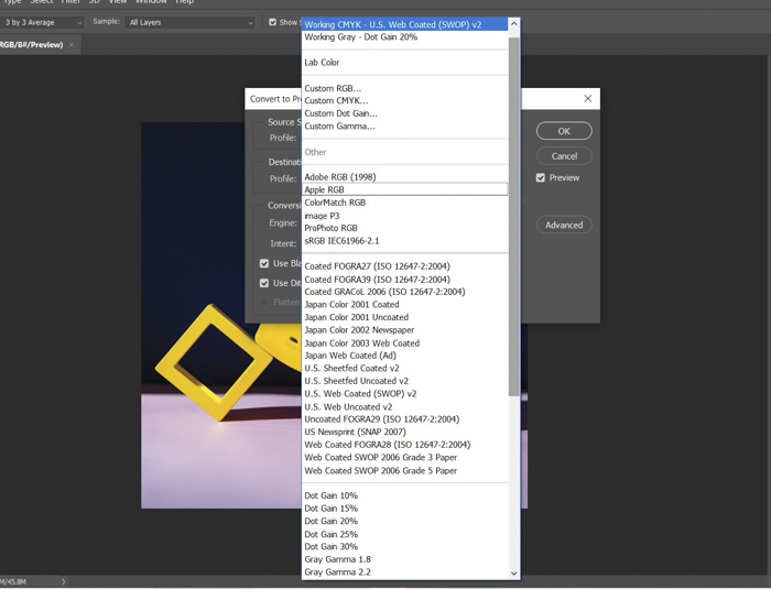 A computer screen with a dialog box open, displaying various options for colors. 