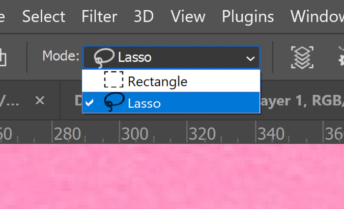 Closeup shot of selection mode