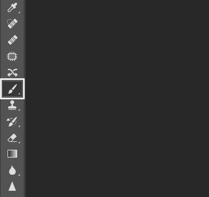 Highlighted Brush tool in left-hand Photoshop toolbar