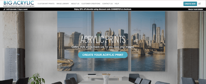 big acrylic homepage