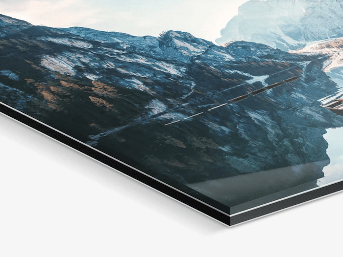 Side view of acrylic print