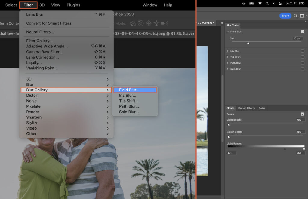 An image editing software interface with multiple panels open, and the user is working on photo editing tasks.