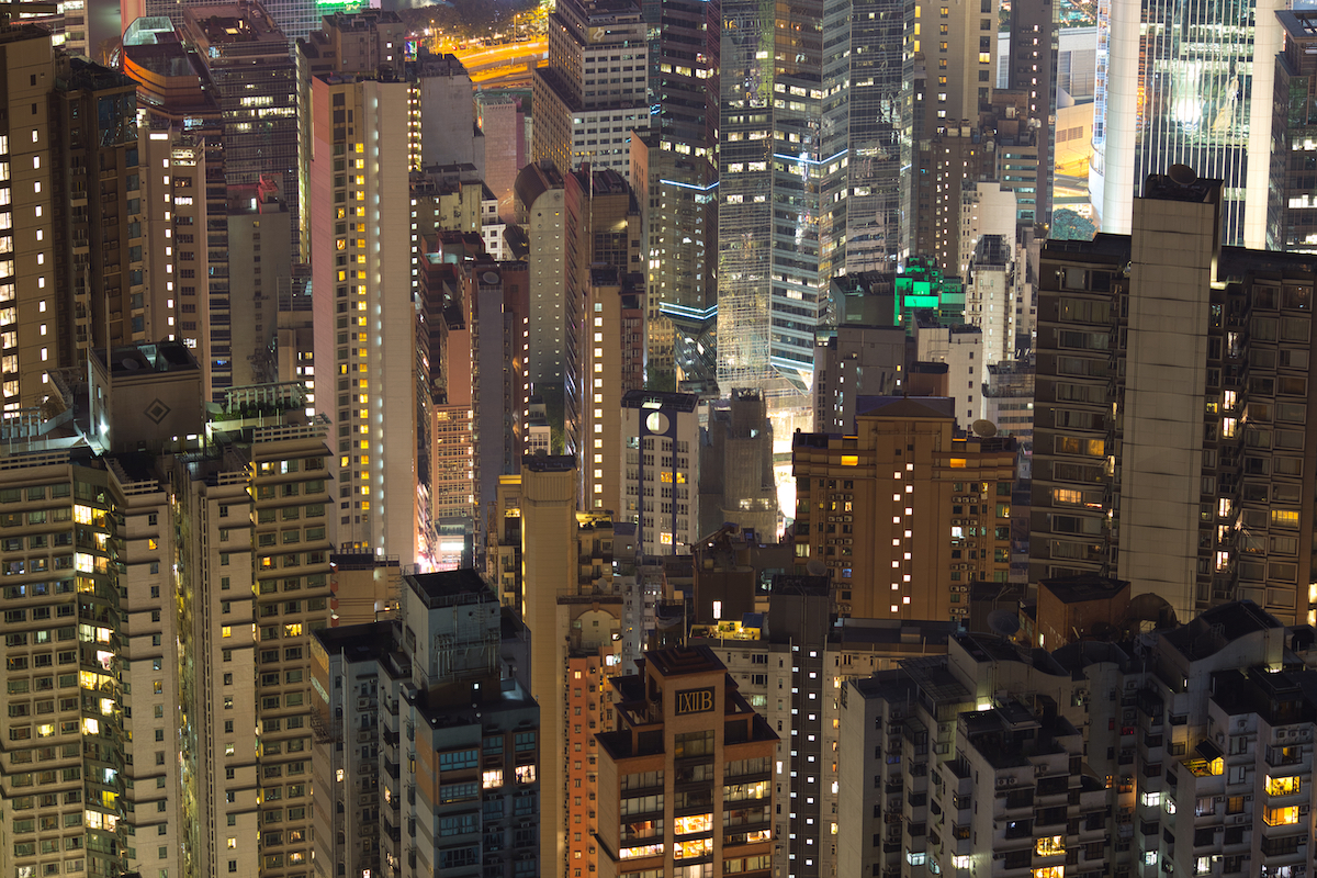 RAW image of apartment and office buildings