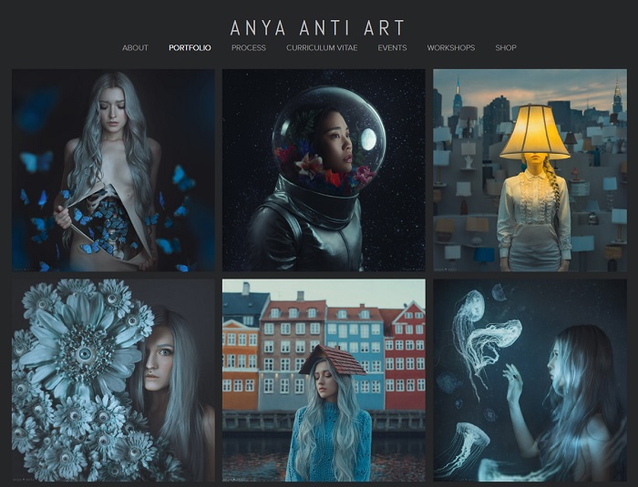 Screenshot of Anya Anti's photography website