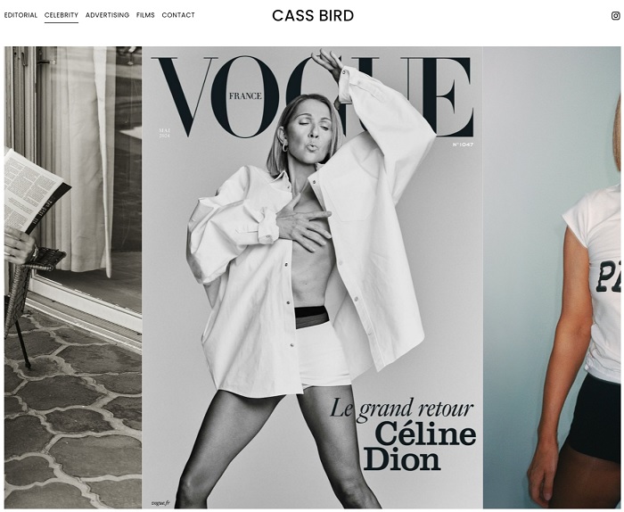 Screenshot of Cass Bird's photography website