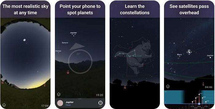 Screenshots of Stellarium Mobile app