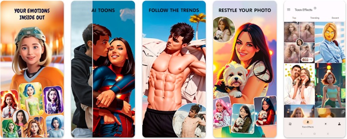 Screenshots of the ToonMe app