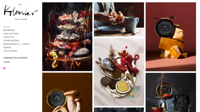 Eva Kolenko food photography portfolio website